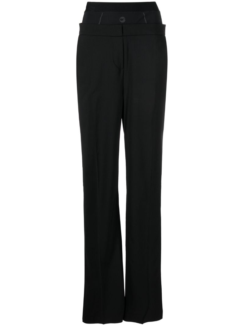 Black Layered-waist Tailored Trousers