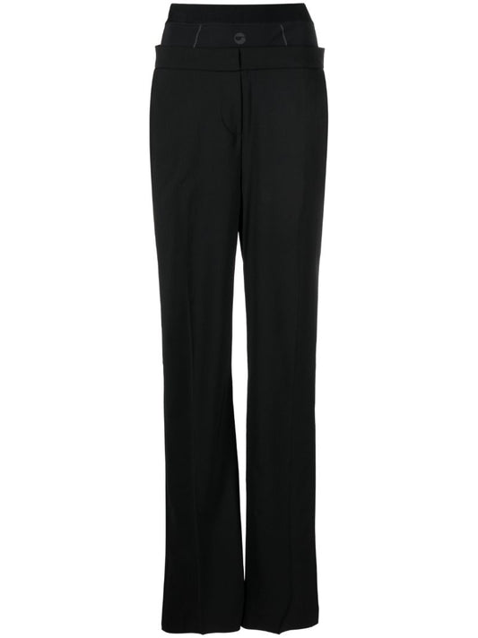 Black Layered-waist Tailored Trousers