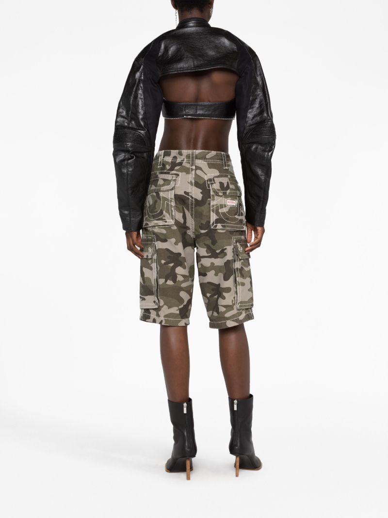 Black Cut-out Cropped Biker Jacket
