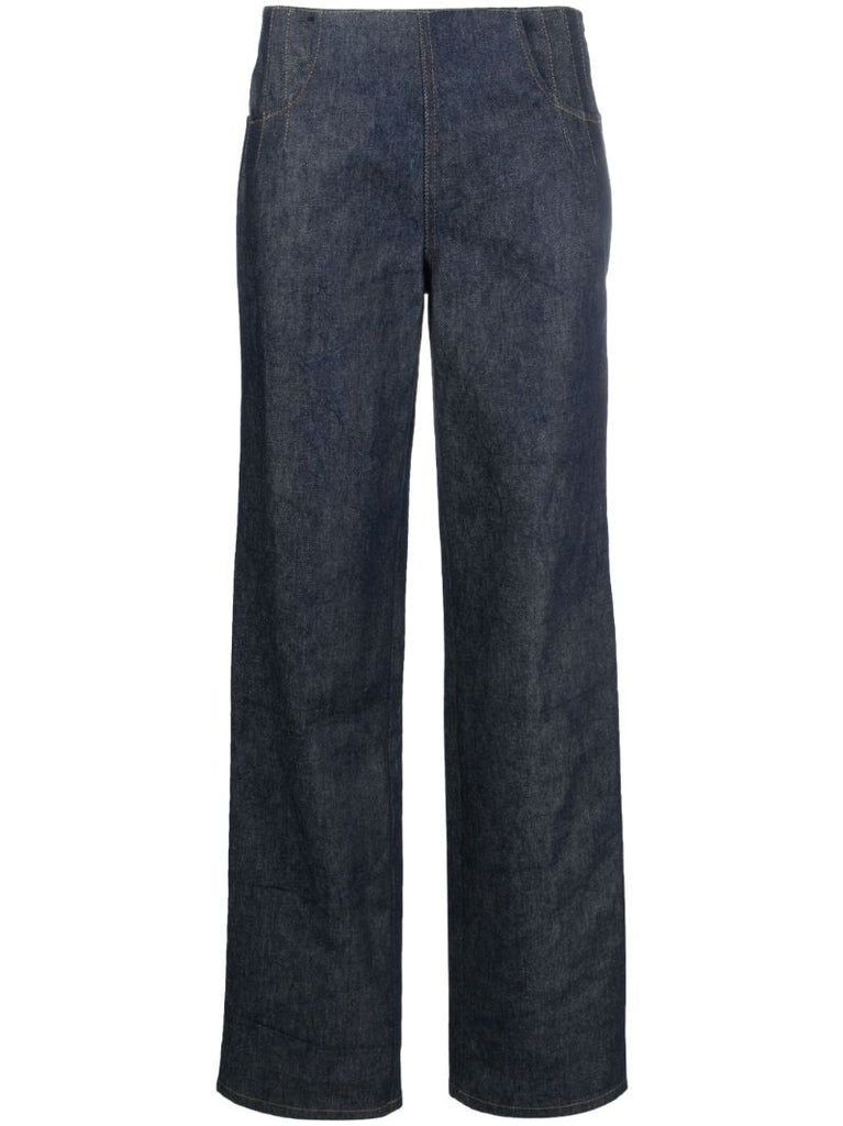 Blue Corset Straight-leg Jeans