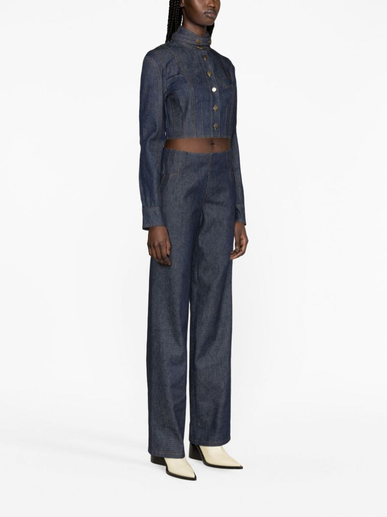 Blue Corset Straight-leg Jeans
