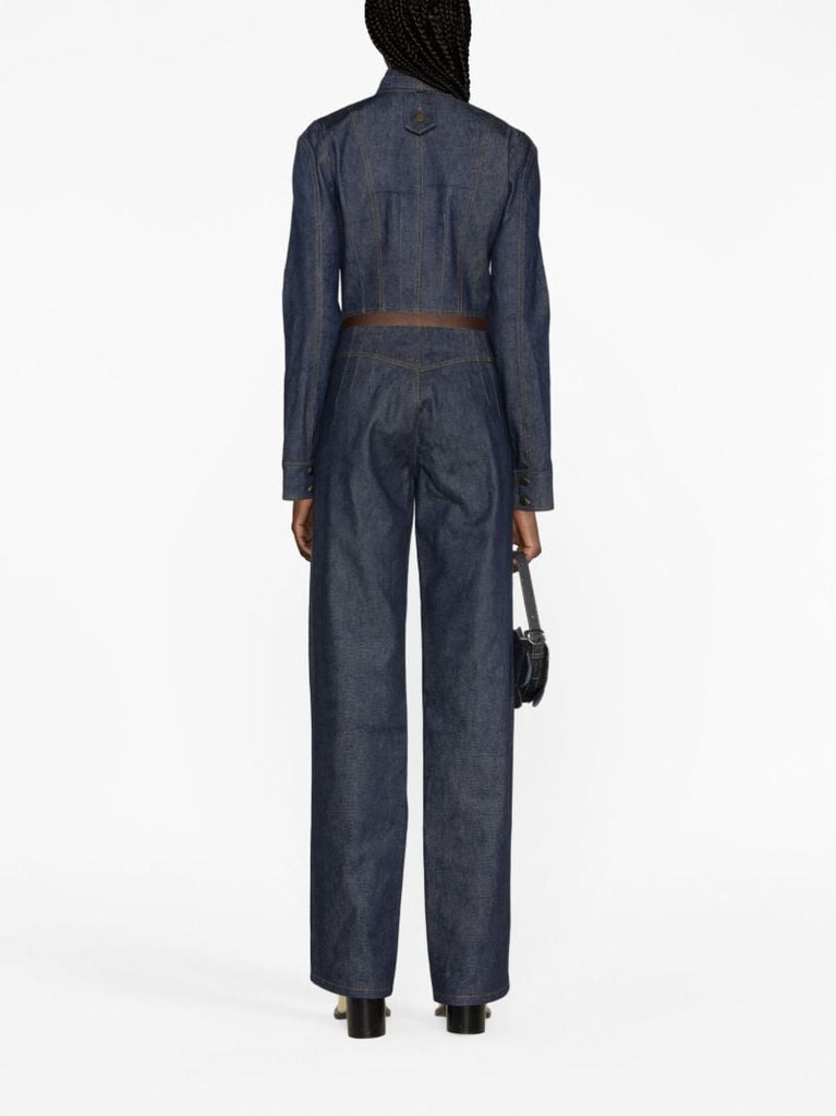 Blue Corset Straight-leg Jeans