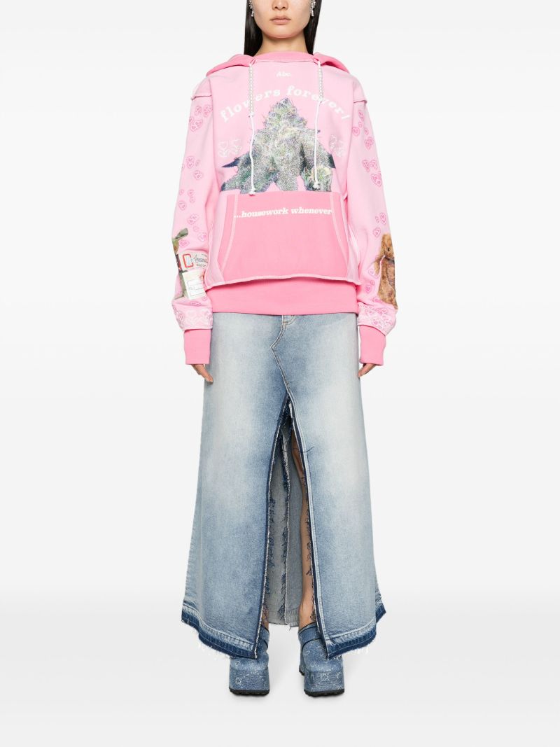 Blue Frayed-edge Denim Maxi Skirt