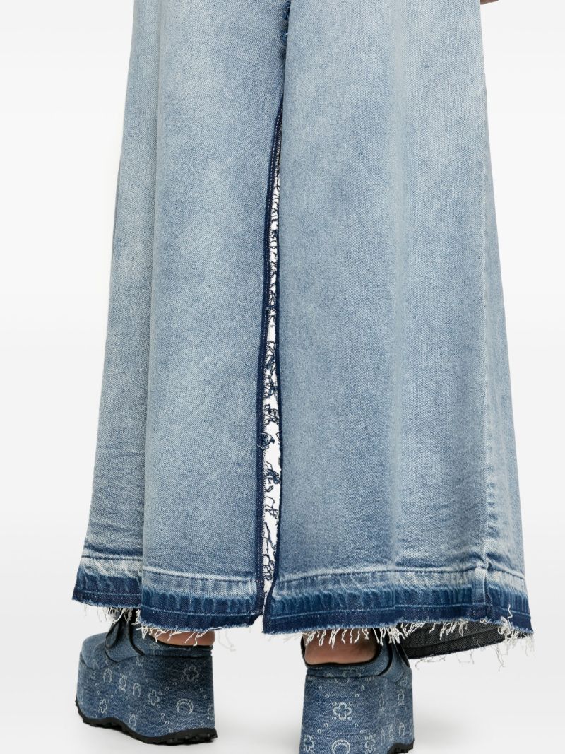 Blue Frayed-edge Denim Maxi Skirt