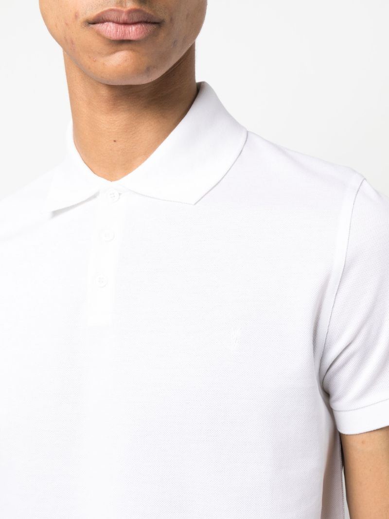 White Embroidered Logo Polo Shirt