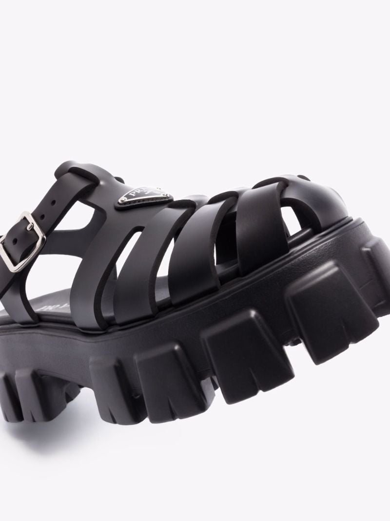 Black Monolith Caged Leather Sandals