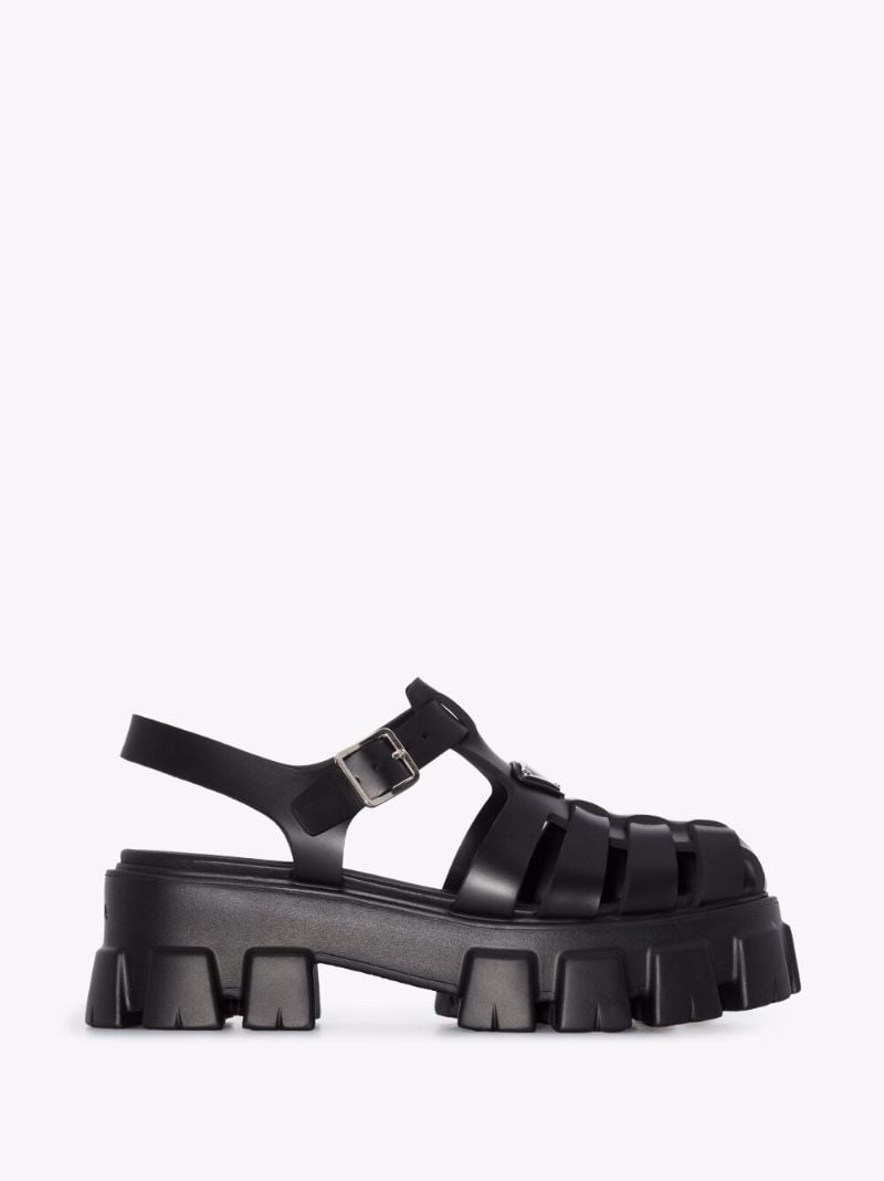 Black Monolith Caged Leather Sandals