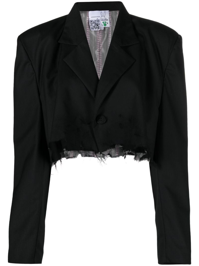 Black Distressed Cropped Blazer