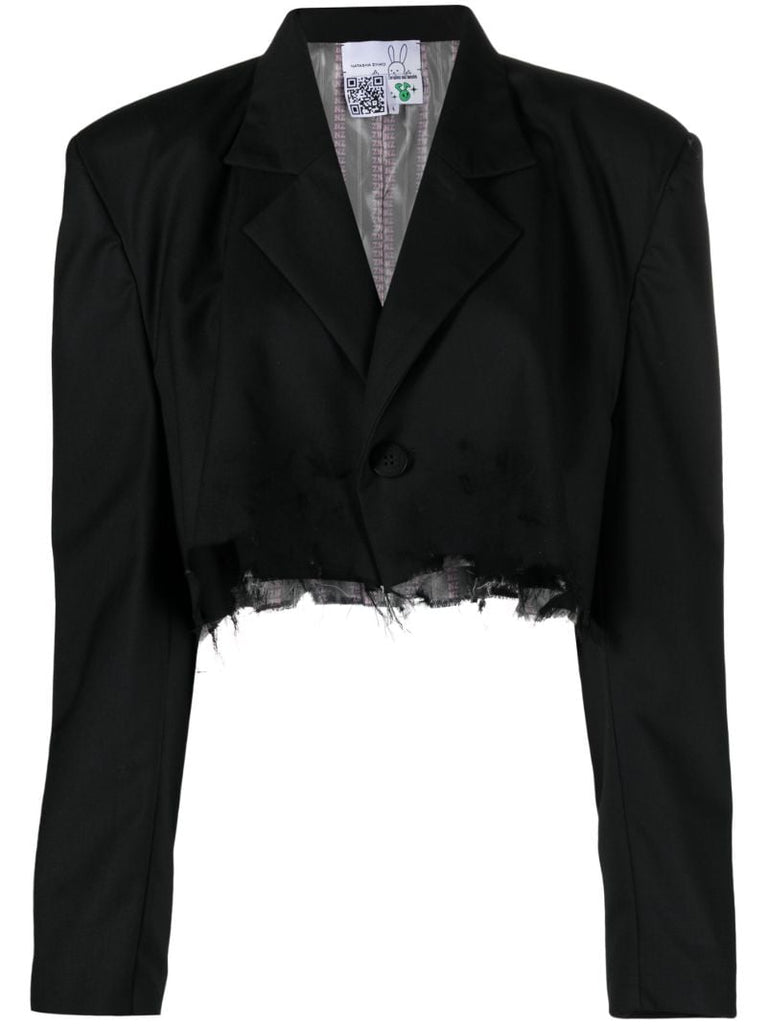 Black Distressed Cropped Blazer
