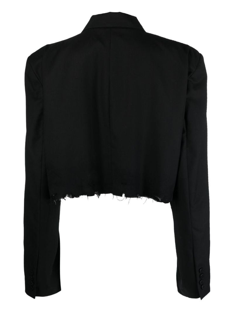 Black Distressed Cropped Blazer