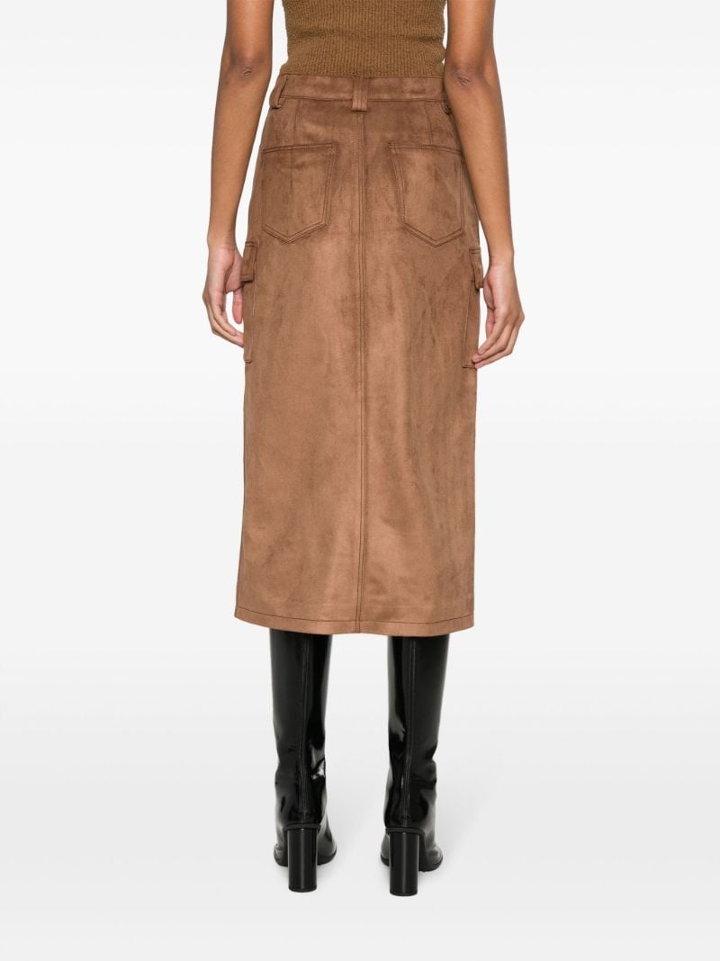 Brown Faux-suede Cargo Skirt