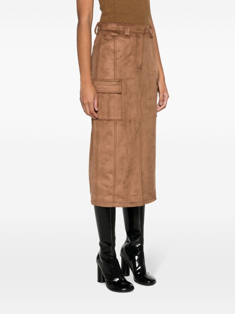 Brown Faux-suede Cargo Skirt