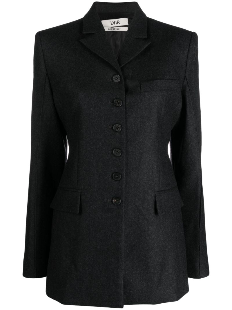 Grey Fitted Wool Jacket