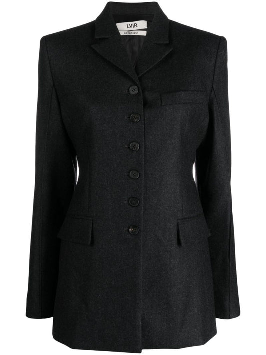 Grey Fitted Wool Jacket
