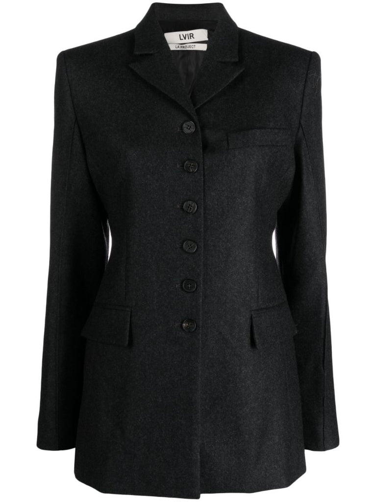 Grey Fitted Wool Jacket