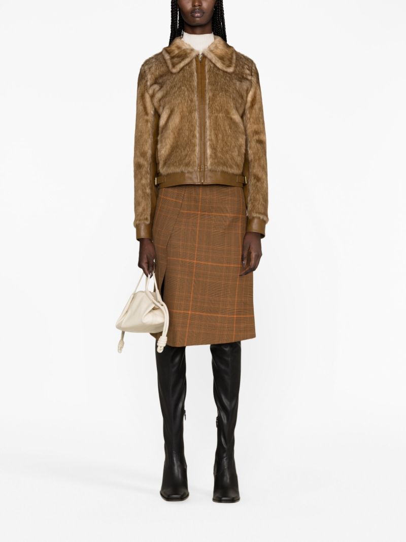 Brown Faux Fur Zipped Jacket