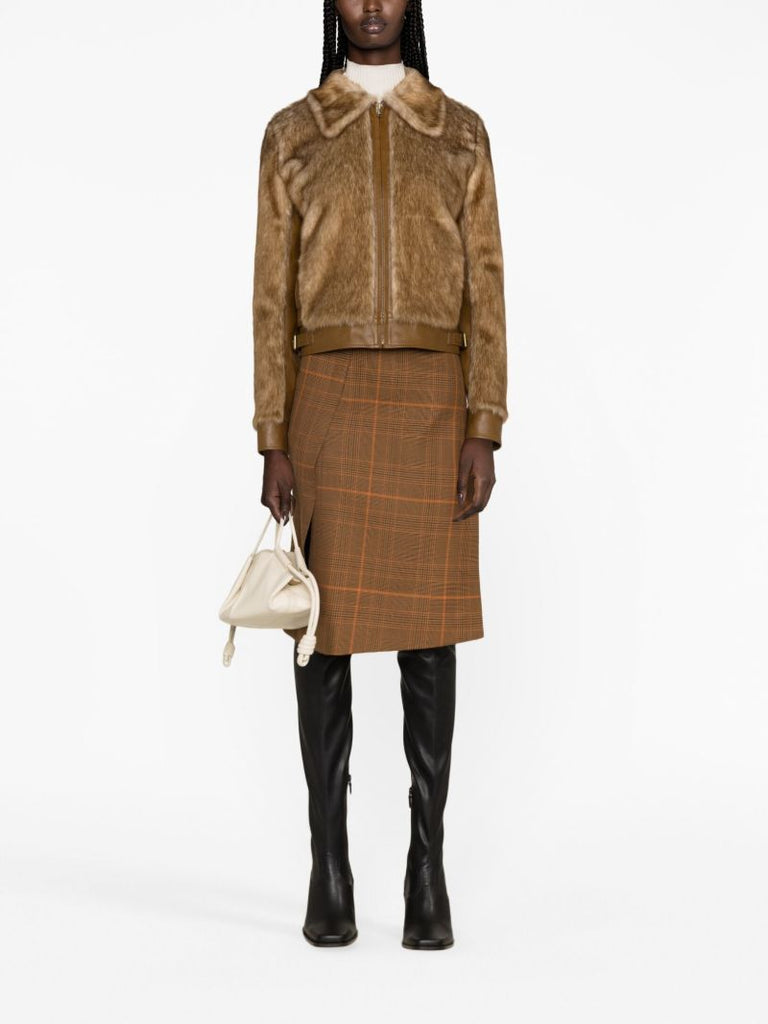 Brown Faux Fur Zipped Jacket