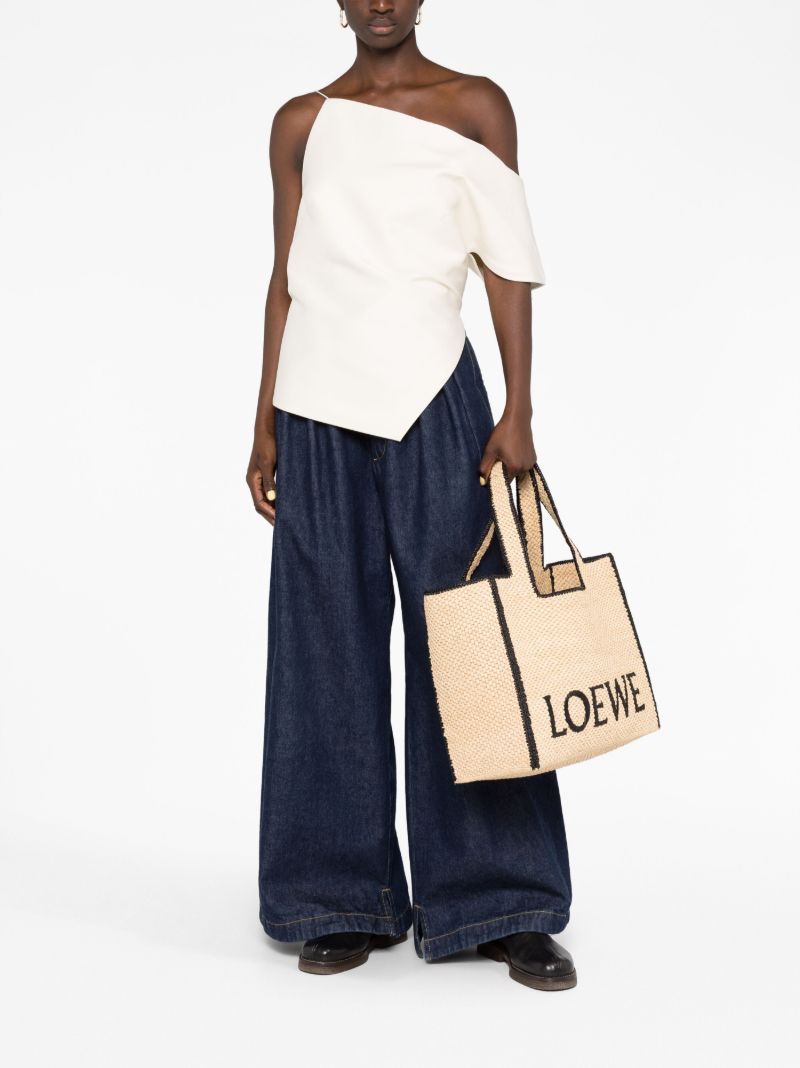 Neutral Logo Embroidered Tote Bag
