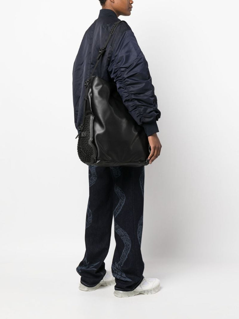 Black Obo Faux Leather Shoulder Bag