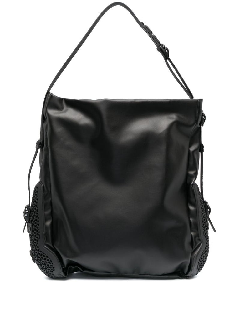 Black Obo Faux Leather Shoulder Bag