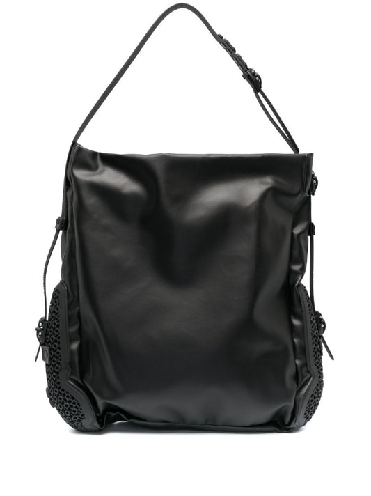 Black Obo Faux Leather Shoulder Bag