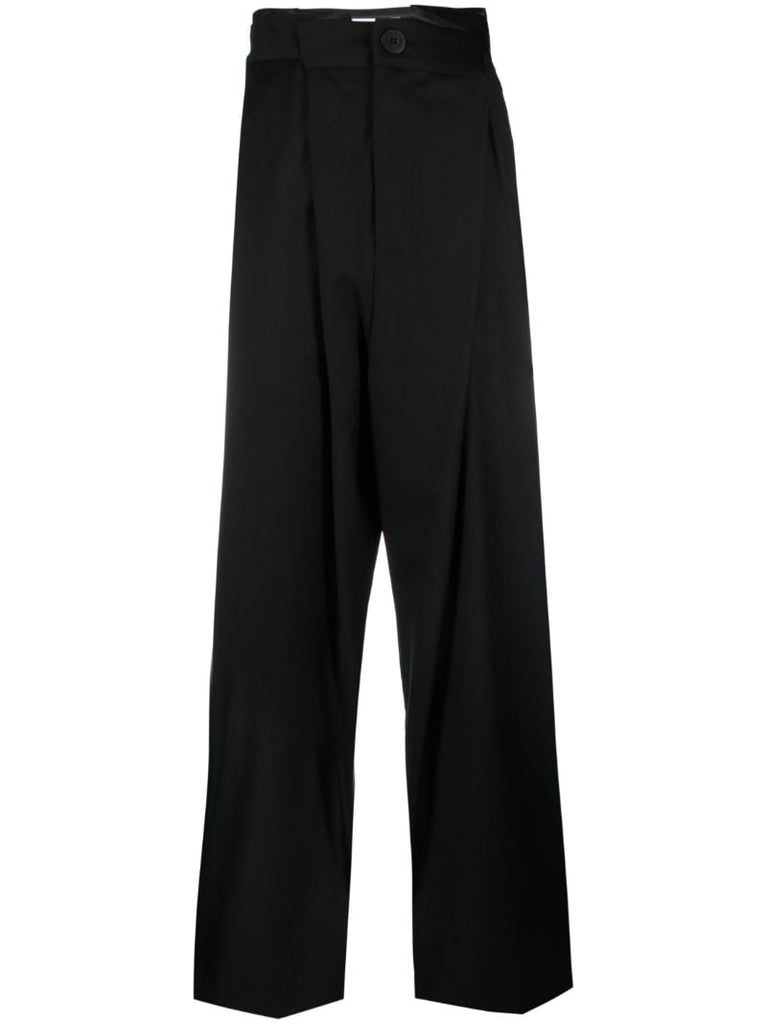 Black Layered Wool Trousers