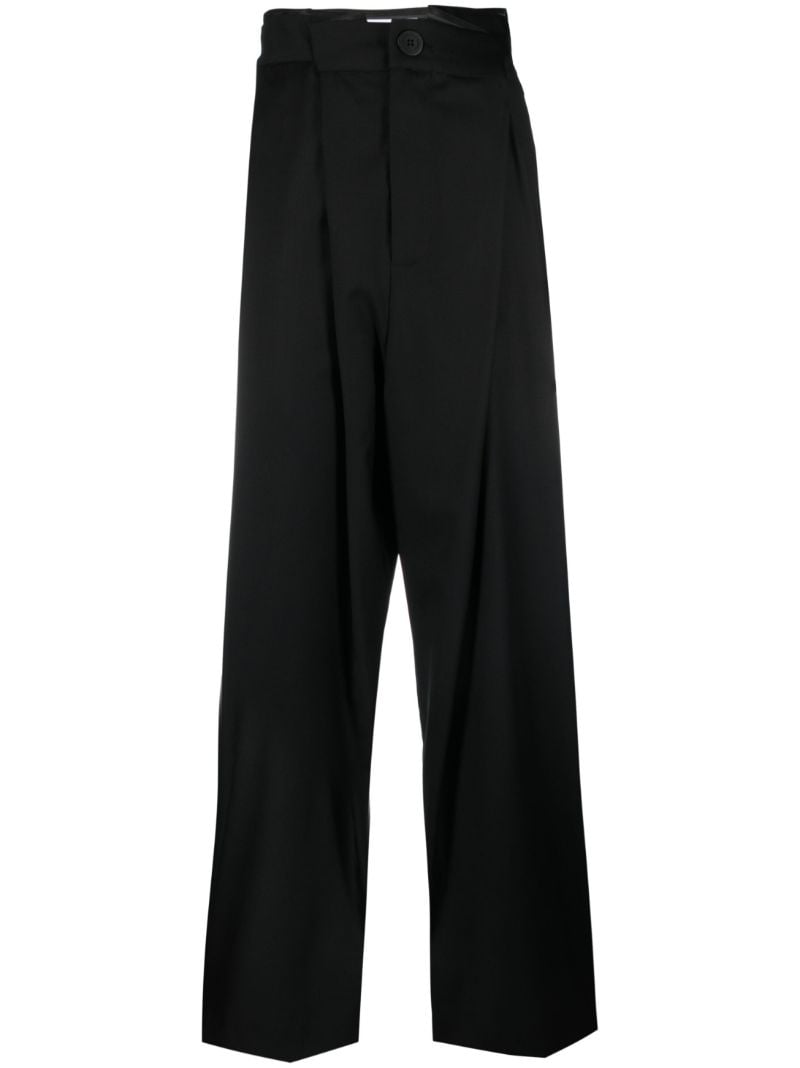 Black Layered Wool Trousers
