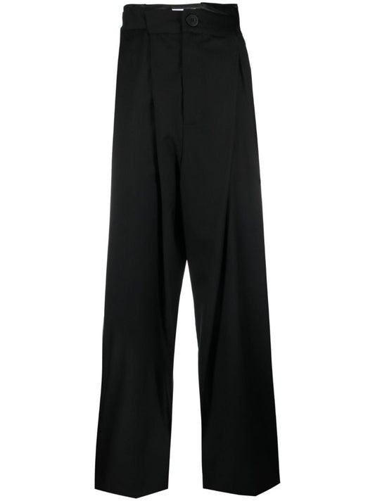 Black Layered Wool Trousers