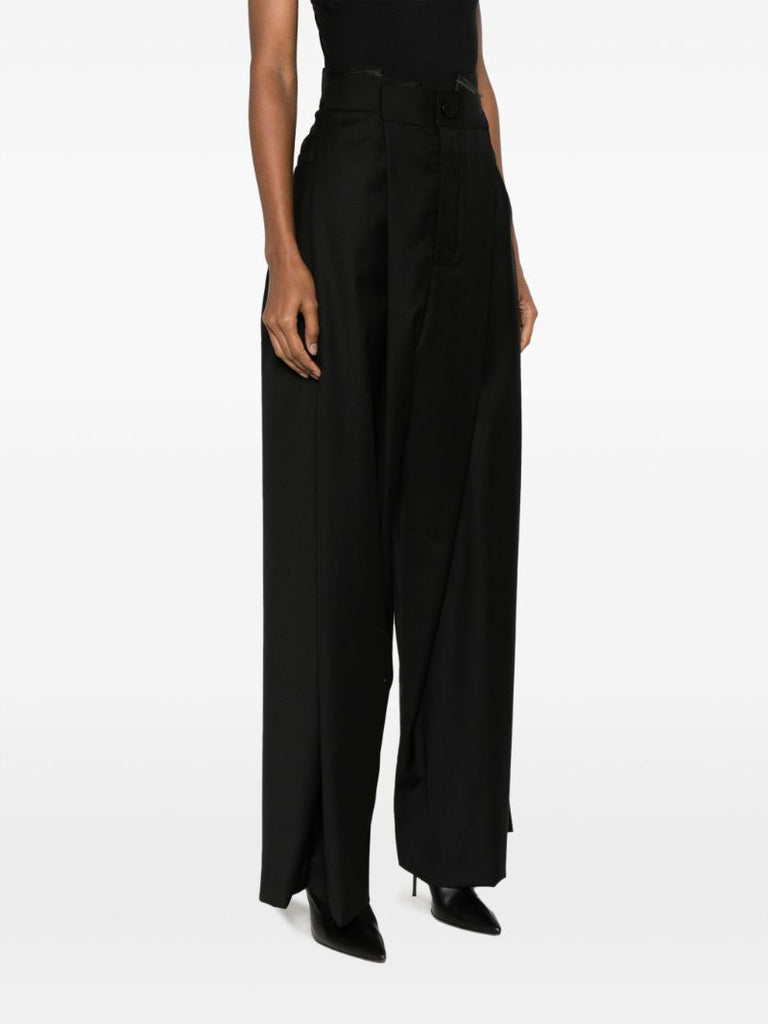 Black Layered Wool Trousers