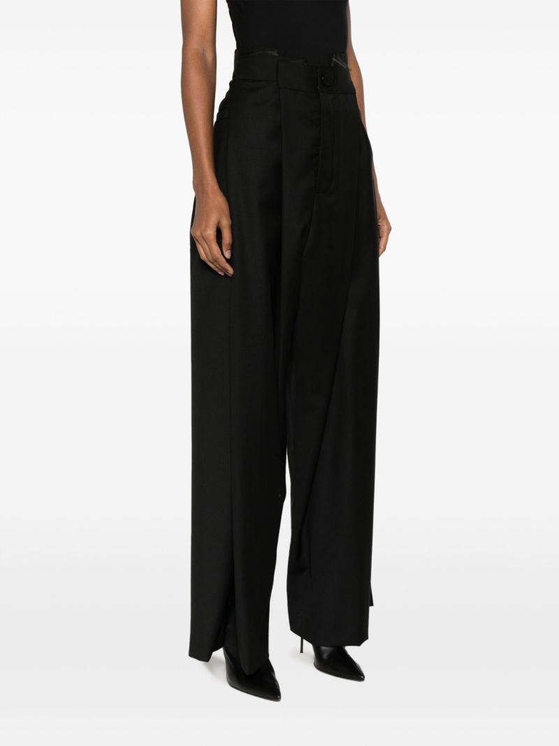 Black Layered Wool Trousers