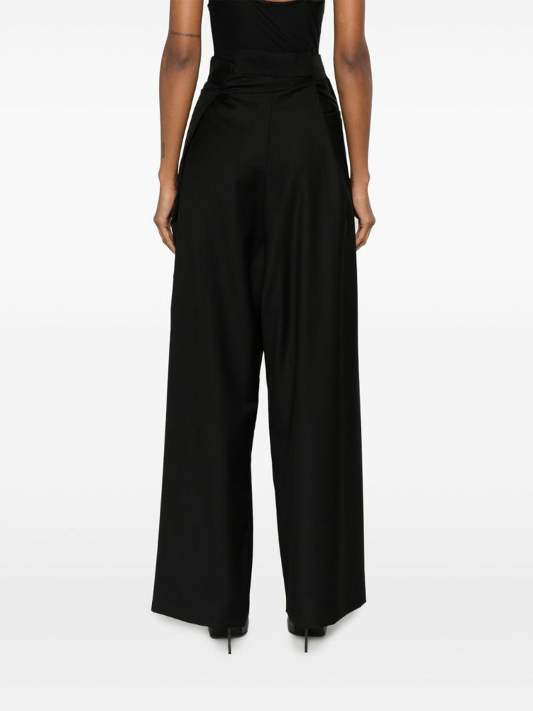 Black Layered Wool Trousers