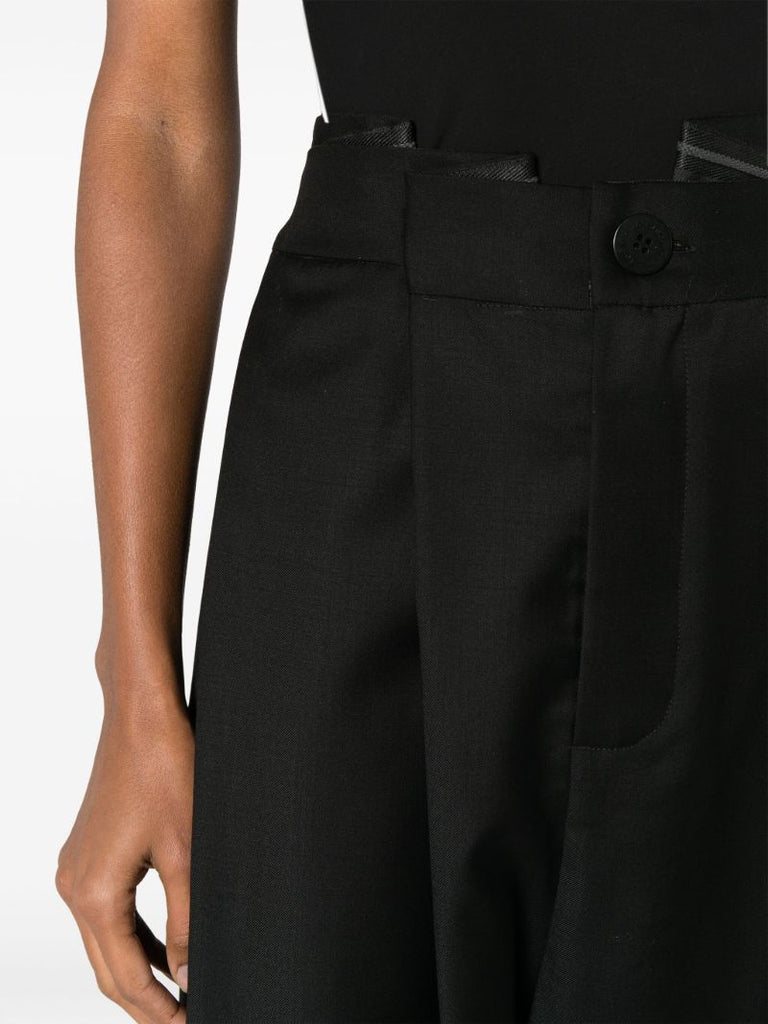 Black Layered Wool Trousers