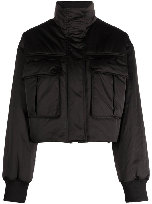 Black Satin Bomber Jacket
