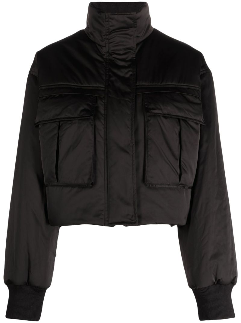 Black Satin Bomber Jacket