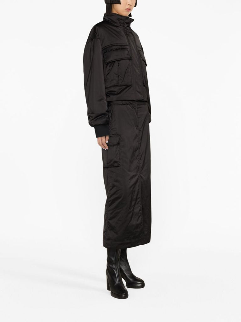 Black Satin Bomber Jacket