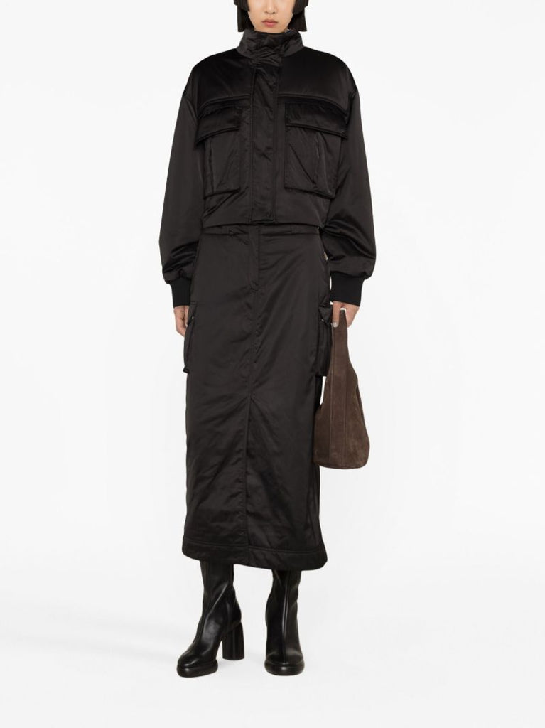 Black Satin Bomber Jacket