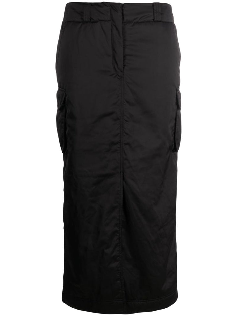 Black Cargo Midi Skirt