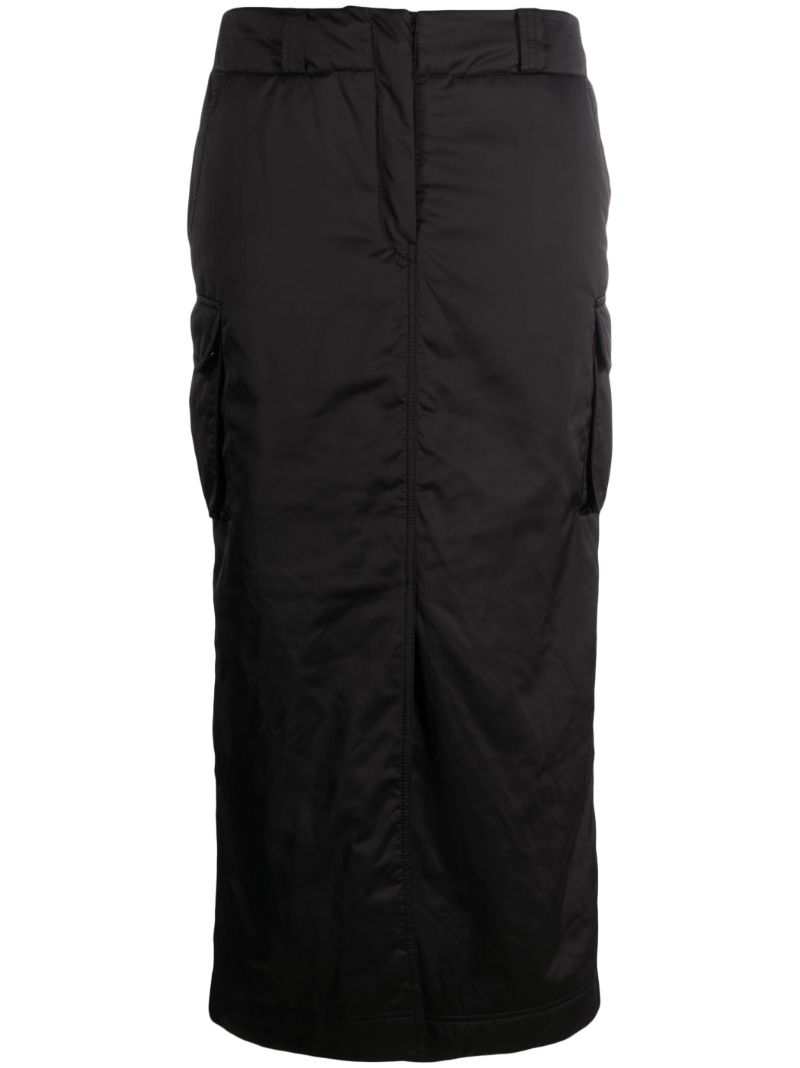 Black Cargo Midi Skirt