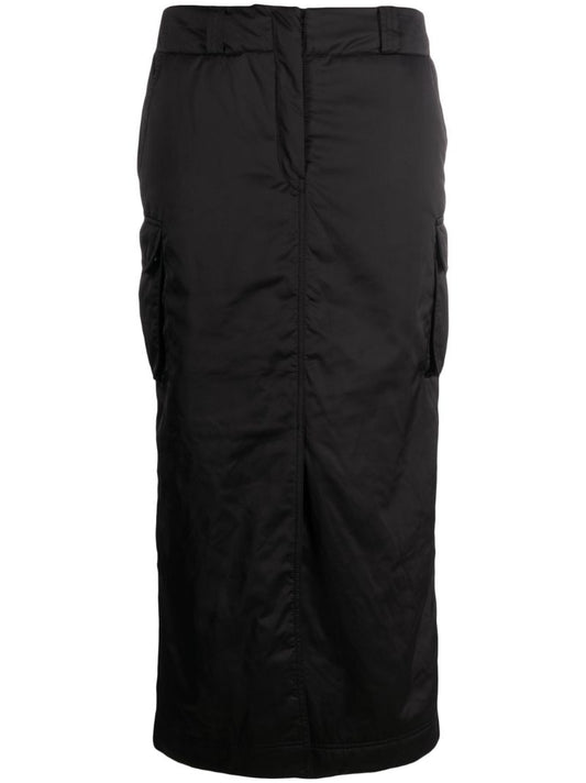 Black Cargo Midi Skirt