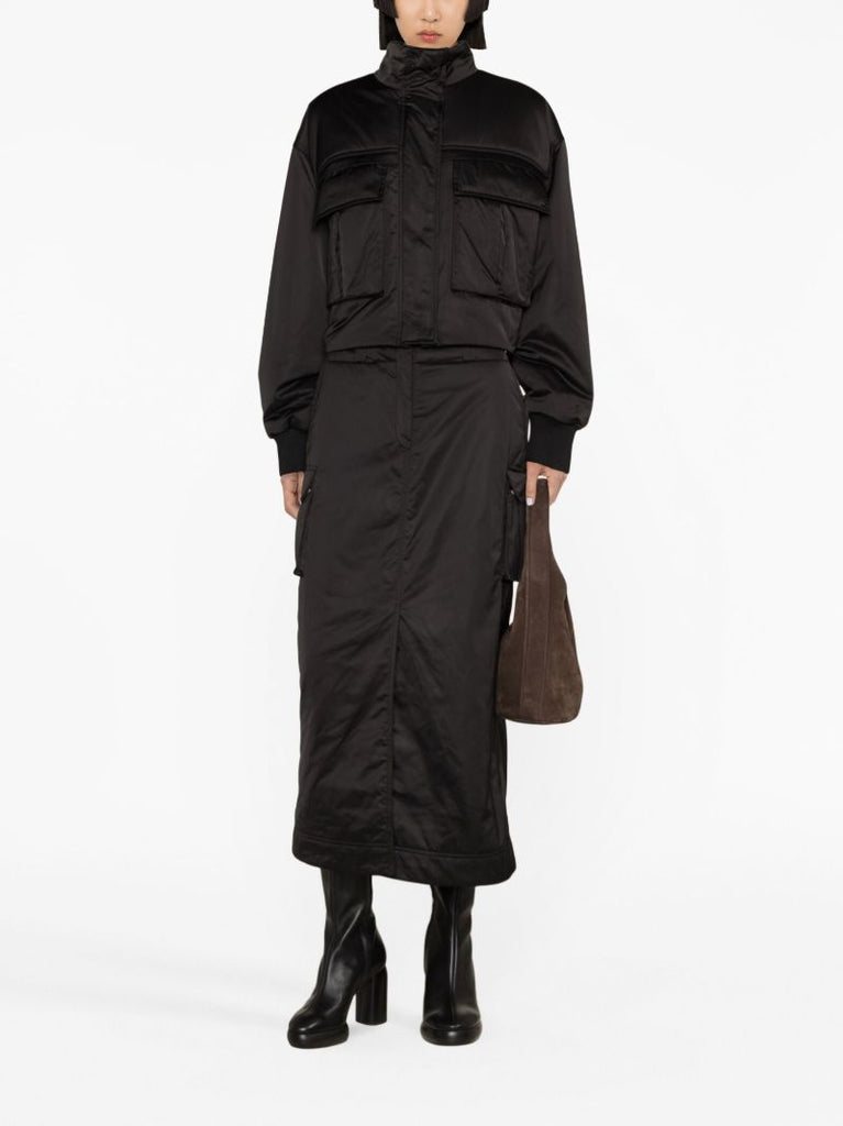 Black Cargo Midi Skirt