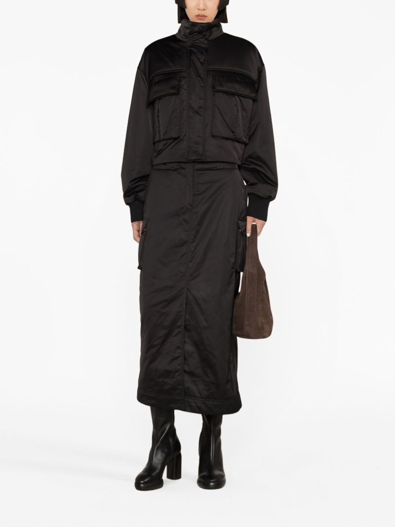 Black Cargo Midi Skirt