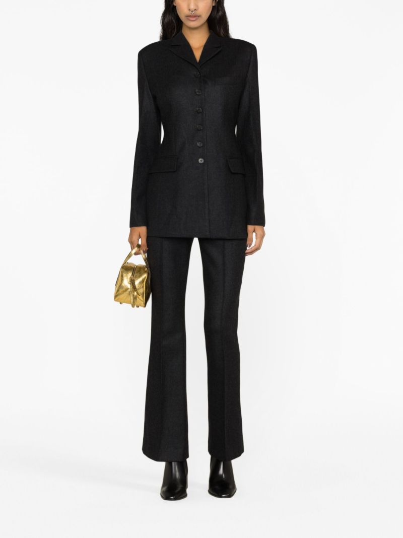 Grey Bootcut Wool Trousers