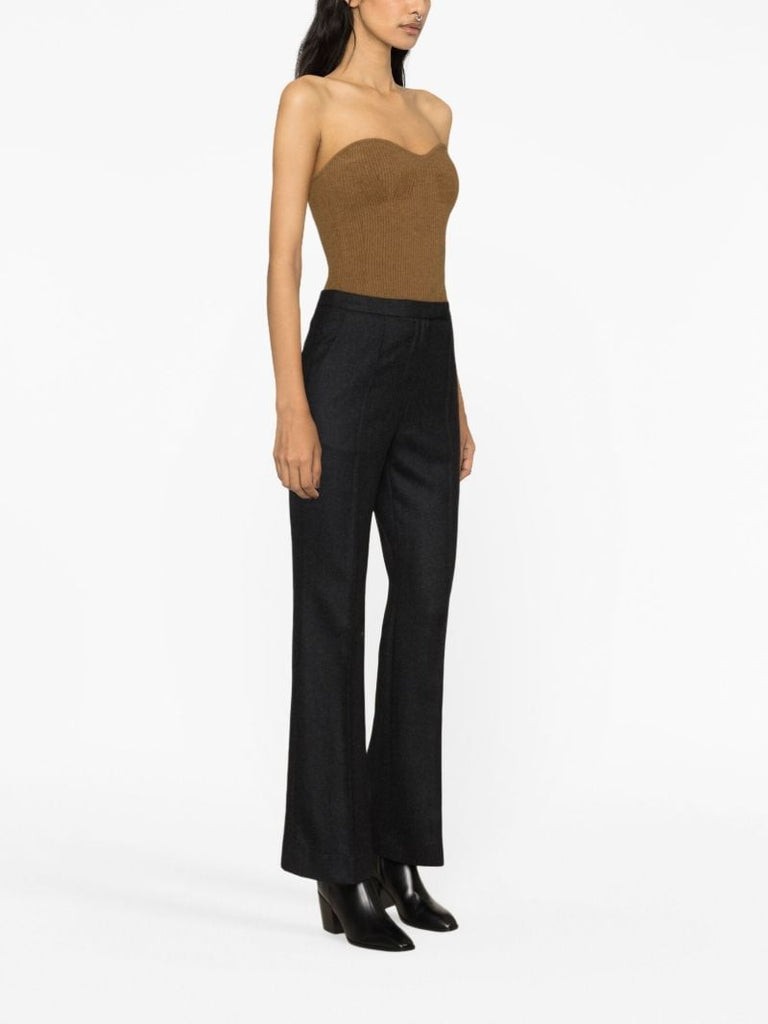 Grey Bootcut Wool Trousers