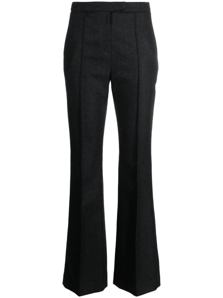 Grey Bootcut Wool Trousers