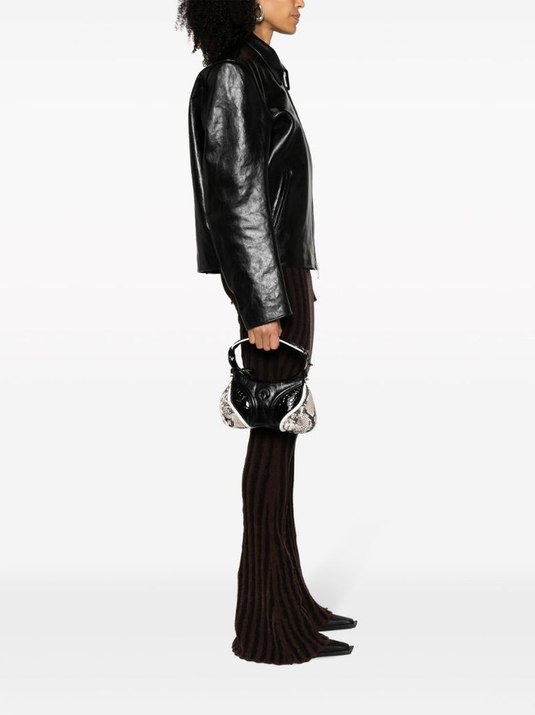 Black Futura Mini Leather Top Handle Bag