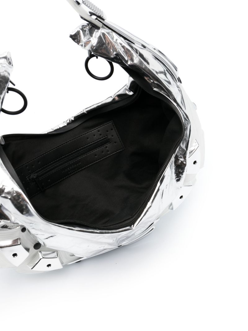 Sivler-tone Half Moon Faux Leather Shoulder Bag