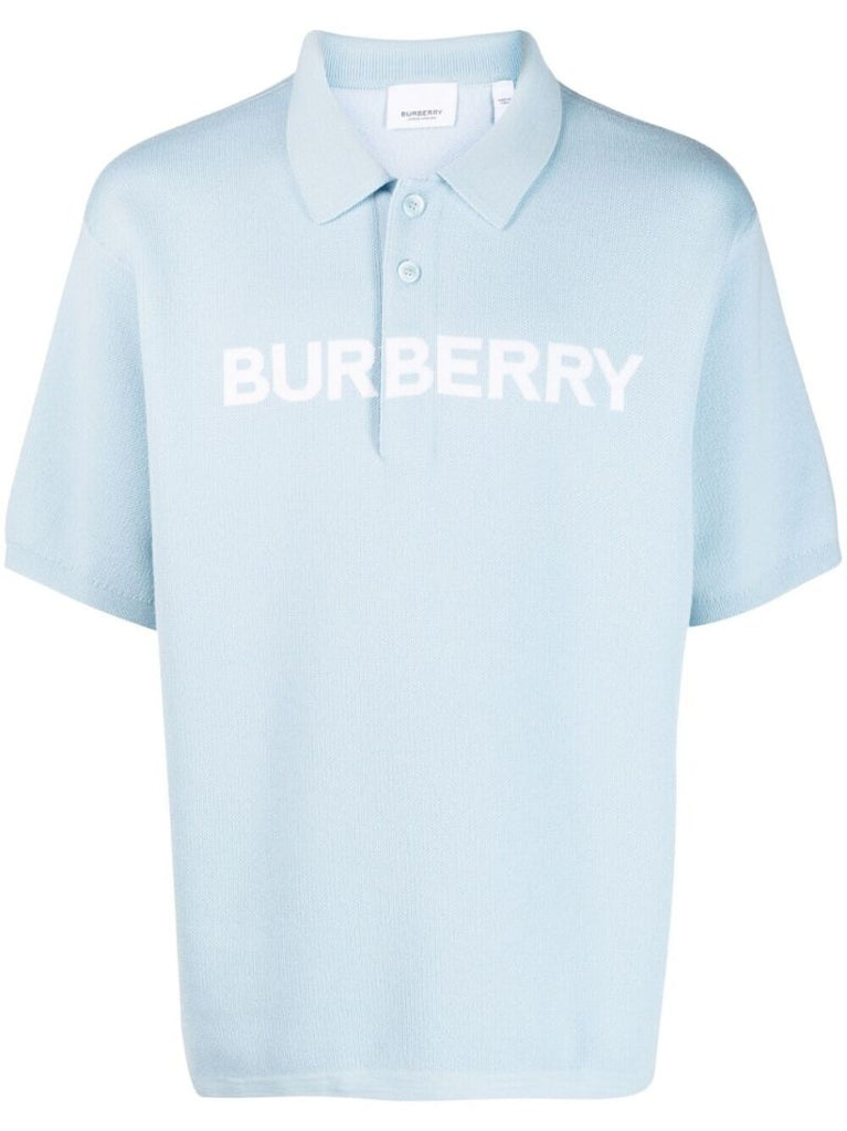 Blue Logo Print Polo Shirt
