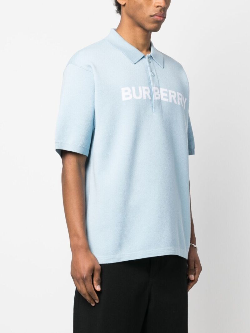 Blue Logo Print Polo Shirt