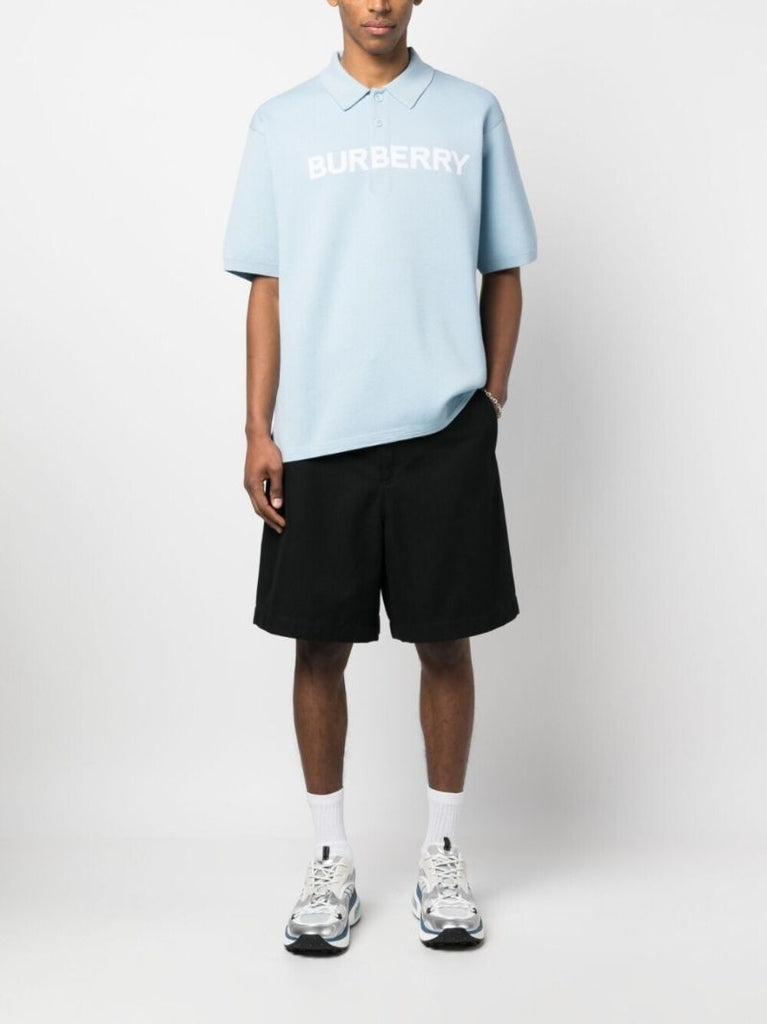 Blue Logo Print Polo Shirt
