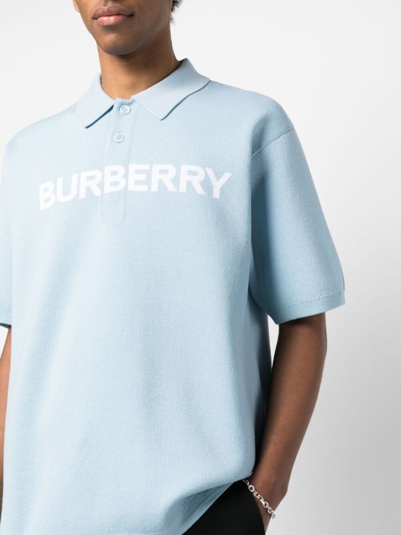 Blue Logo Print Polo Shirt